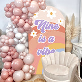 Lofaris Nine Is A Vibe Groovy Rainbow Birthday Arch Backdrop